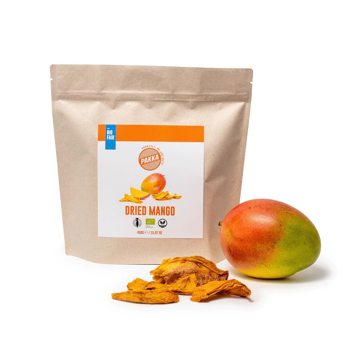 PAKKA ekologisk rättvisemärkt mango 1 kg, ekologiska och rättvist torkade mangobitar, osötad, osavlad, producerad och fylld direkt av producenten i Colombia, vegan 1 kg (1 förpackning) Naty Shop torkade produkter 450 G (1 förpackning)