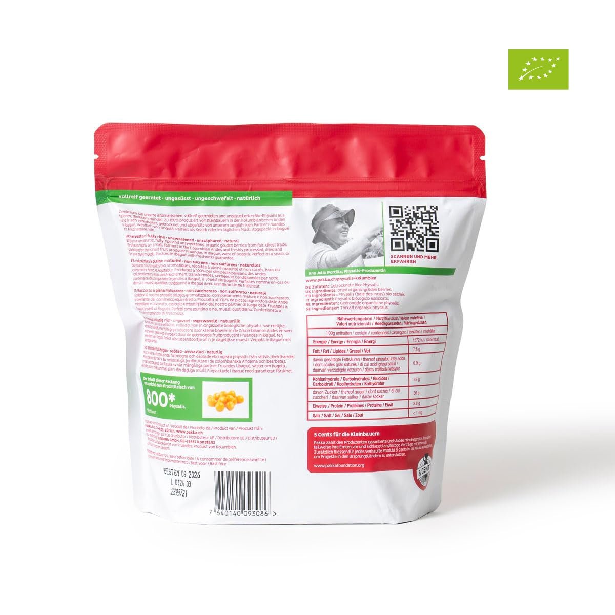 PAKKA Organic Fair Trade Physalis 1 kg, ekologisk och fair trade havtorn torkad, osötad, osvavelad, producerad och buteljerad direkt av producenten i Colombia, vegansk 1000g (1 förpackning) Dehydrerade produkter Naty Shop