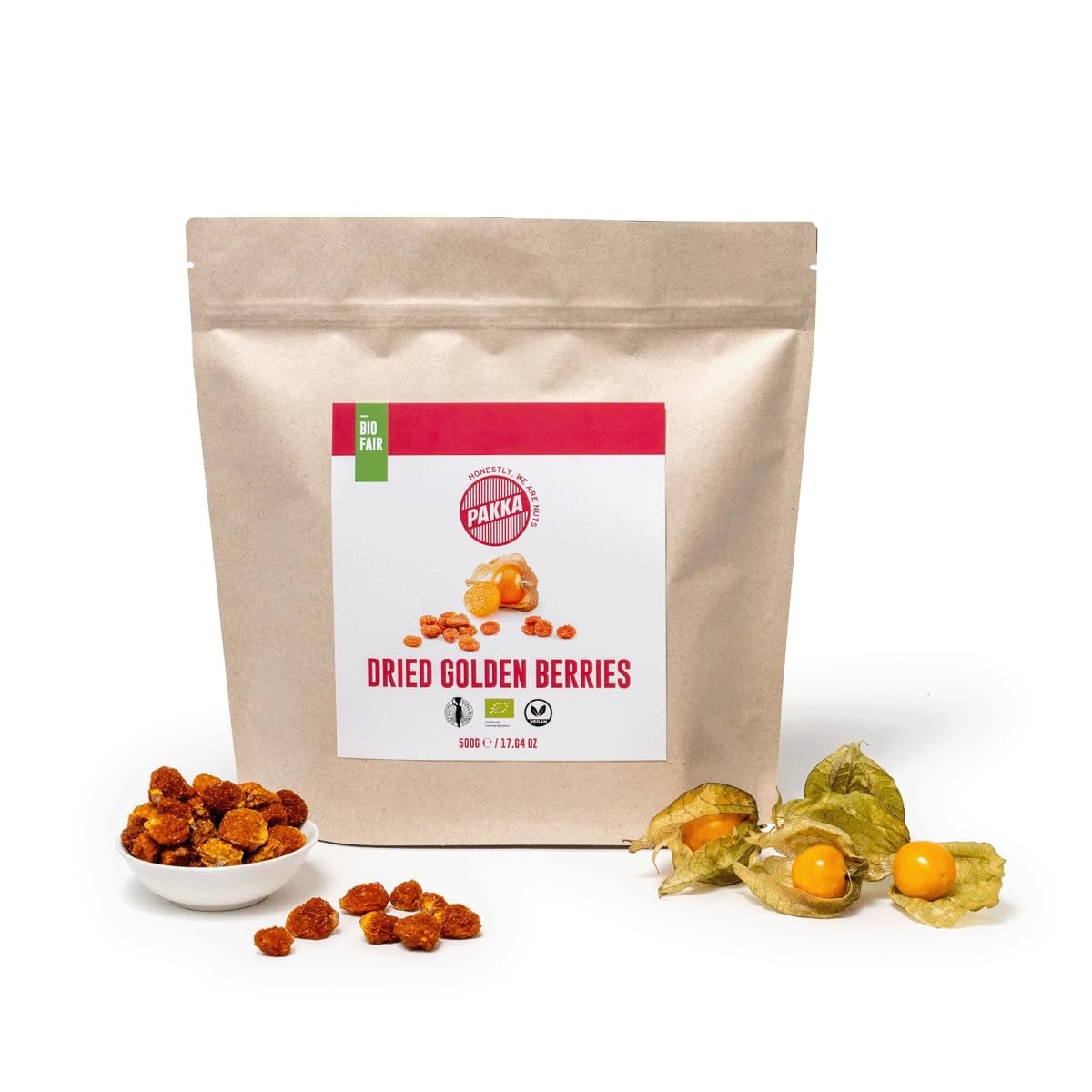 PAKKA Organic Fair Trade Physalis 1 kg, ekologisk och rättvisemärkt torkad havtorn, osötad, osvavelad, producerad och buteljerad direkt av producenten i Colombia, vegansk 1000g (1 förpackning) Naty Shop Dehydrerade produkter Variant 1: 500 G (1 förpackning)