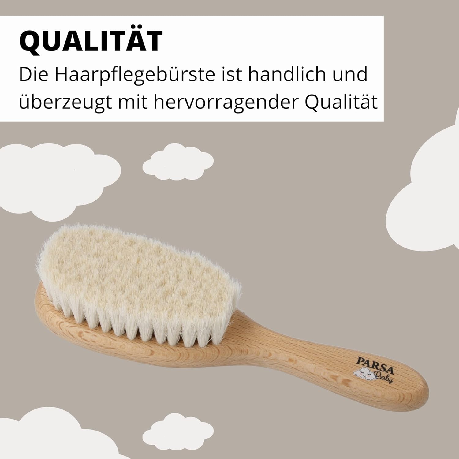 PARSA Beauty babyhårborste med gethår - babyhårborste gjord av FSC®-certifierat bokträ - borste för vård av fint babyhår - babyborste Barn - Bad och hudvård Naty Shop