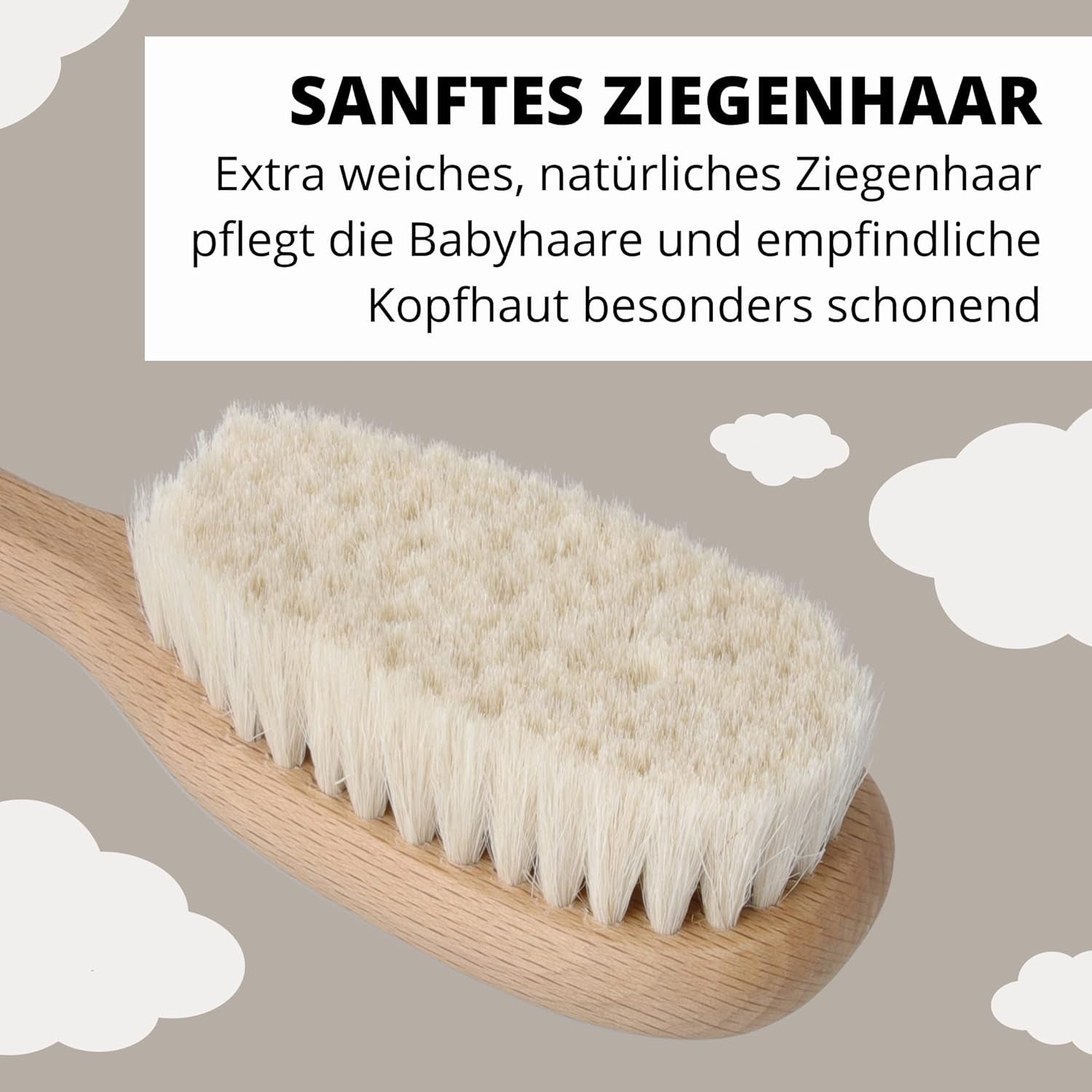 PARSA Beauty babyhårborste med gethår - babyhårborste gjord av FSC®-certifierat bokträ - borste för vård av fint babyhår - babyborste Barn - Bad och hudvård Naty Shop