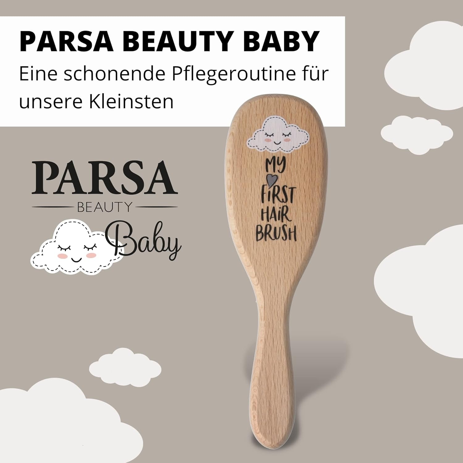 PARSA Beauty babyhårborste med gethår - babyhårborste gjord av FSC®-certifierat bokträ - borste för vård av fint babyhår - babyborste Barn - Bad och hudvård Naty Shop