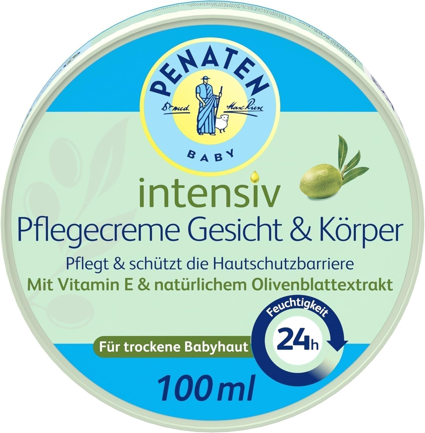 PENATEN intensivvårdskräm för ansikte och kropp (100 ml), snabbabsorberande ansikts- och kroppskräm för barn, återfuktar i 24 timmar, med vitamin E och naturligt olivbladsextrakt Barn - Bad och hudvård Naty Shop Standardtitel
