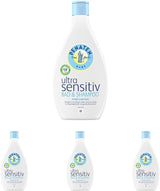 PENATEN Ultra Sensitive Bath & Shampoo (400 ml), bad och schampo för spädbarn speciellt skonsamt för den mycket känsliga huden hos spädbarn som är utsatta för neurodermatit, duschgel och hårschampo utan parfym och färgämnen Barn - Bad och hudvård Naty Shop 400 Ml (förpackning med 4) Tvättgelé