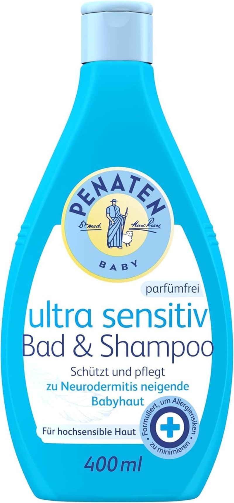 PENATEN Ultra Sensitive Bath & Shampoo (400 ml), babybad och schampo speciellt skonsamt för den mycket känsliga huden hos spädbarn som är utsatta för neurodermatit, duschgel och hårschampo utan parfym och färgämnen Barn - Bath and Skincare Naty Shop 400 Ml (1 förpackning) Tvättgelé