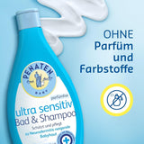 PENATEN Ultra Sensitive Bath & Shampoo (400 ml), särskilt skonsamt babybad och schampo för den mycket känsliga huden hos spädbarn som är utsatta för neurodermatit, doft- och färgfri duschgel och hårschampo Barn - Bath and Skincare Naty Shop