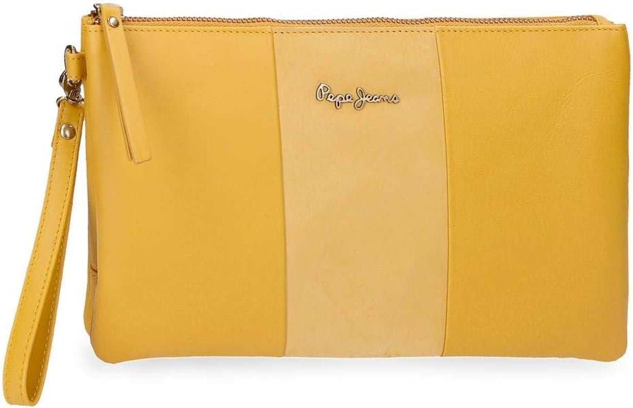 Pepe Jeans Dubbelplånbok Gul väska 27x17x2 cm läderplånbok Dam Naty Shop Gul Handväska