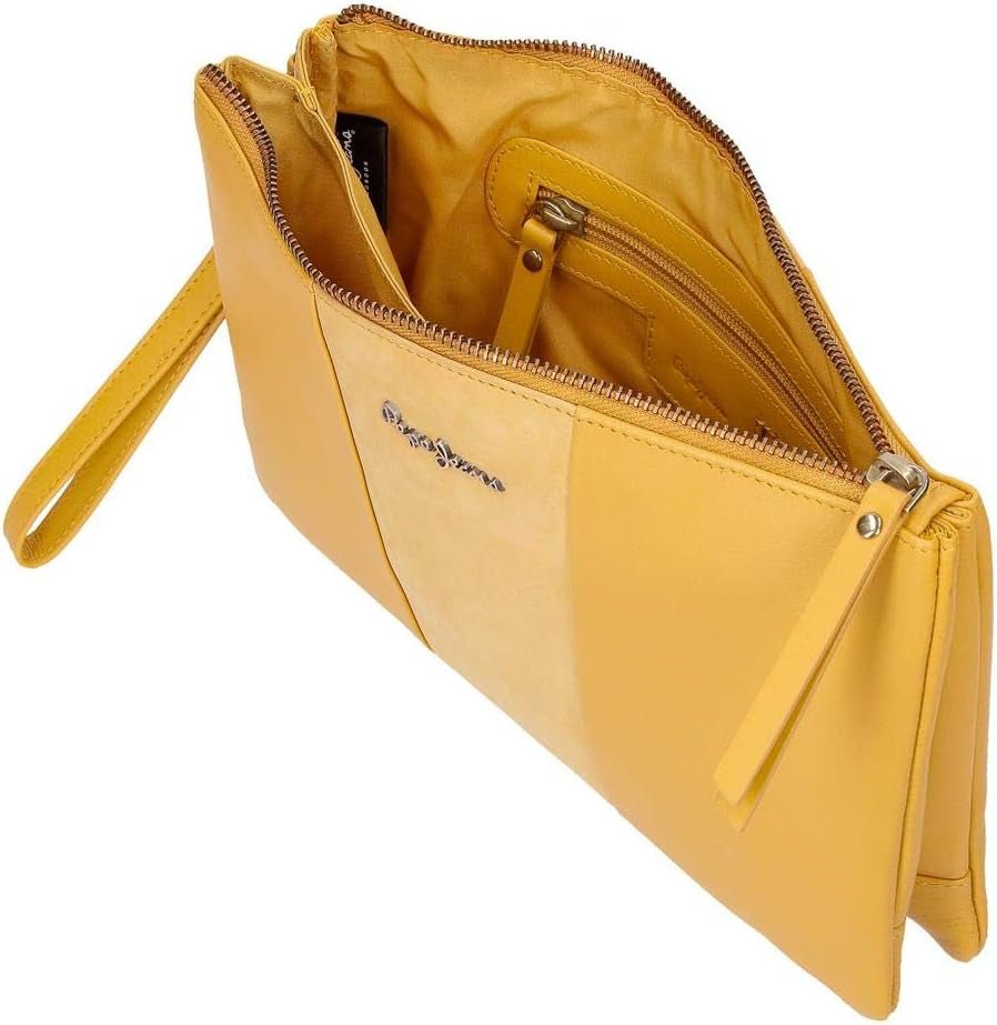 Pepe Jeans Dubbelplånbok Gul väska 27x17x2 cm läderplånbok Dam Naty Shop