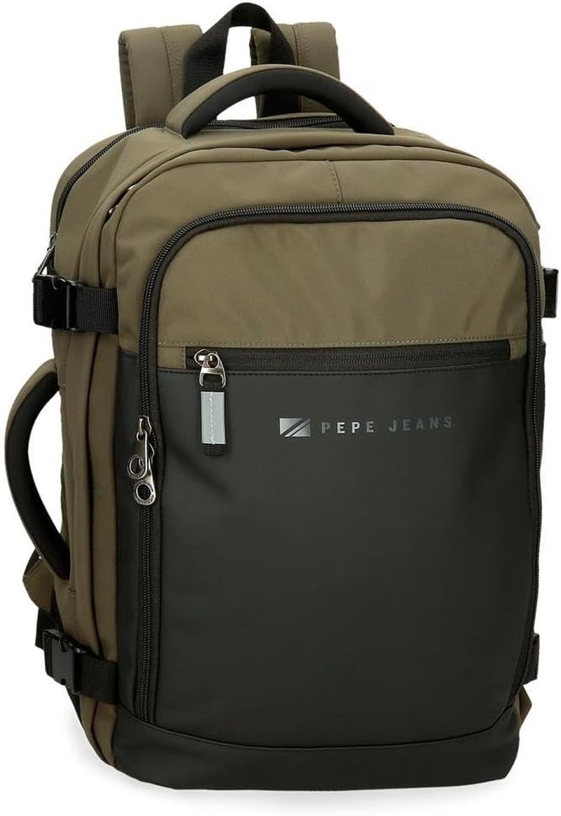 Pepe Jeans Jarvis liten grön axelväska 15x19,5x6 cm polyester med konstläderdetaljer Bagage och reseutrustning Naty Shop Mörkgrön Cabin-ryggsäck