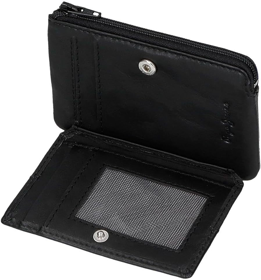 Pepe Jeans Joumma Väskor Dubbelväska, Svart, 11 x 7 x 1,5 cm, Läder, Svart, One size, Plånbok Herrplånbok Naty Shop