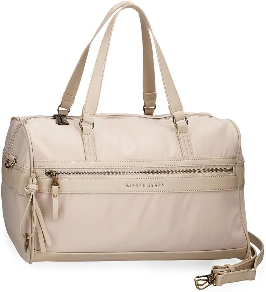 Pepe Jeans Morgan Casual Ryggsäckar Resväskor Beige Svart konstläder för kvinnor By Joumma Väskor Bagage & Reseutrustning Naty Shop Beige Reseryggsäck