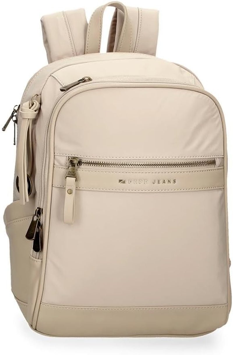 Pepe Jeans Morgan Casual Ryggsäckar Resväskor Beige Svart konstläder för kvinnor By Joumma Väskor Bagage & Resor Naty Shop Beige Ryggsäck