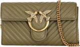 Pinko Ladies Sheep Nappa Love ONE Plånbok C SCHAFNAPPA Damplånbok Naty Shop V62Q_Verde Abete-Antik Guld En storlek passar alla