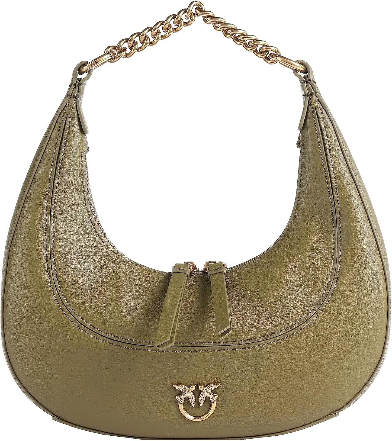 Pinko kvinnor BRIOCHE HOBO Mini KALB MORB, V62q_Grön tråd-antika guldväskor Dam Naty Shop Standardtitel