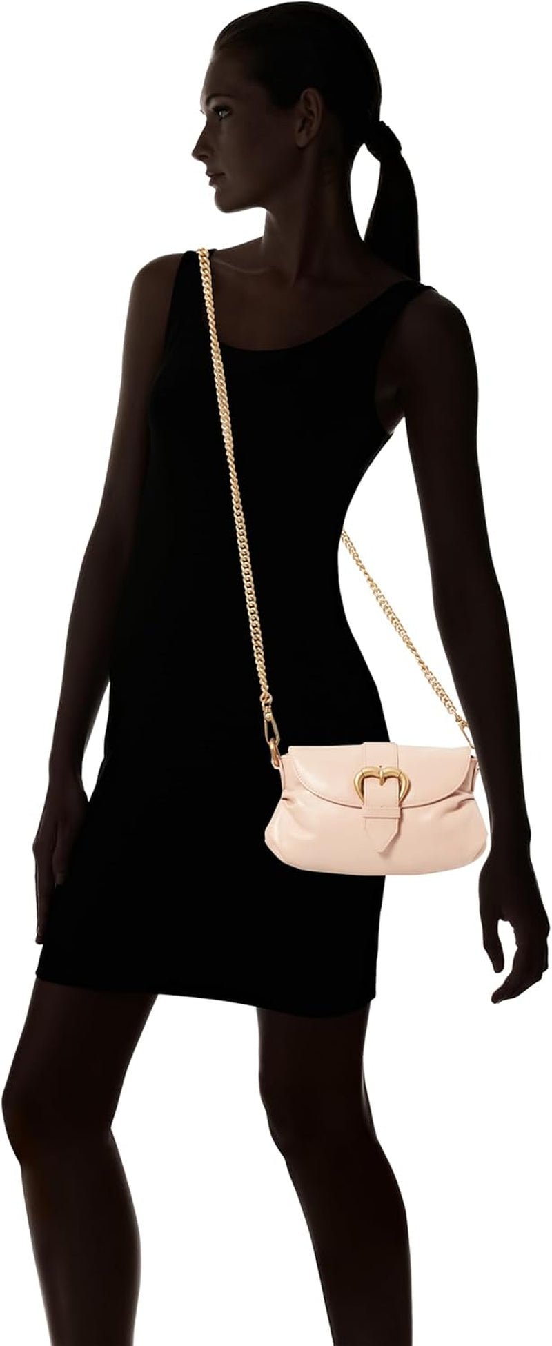 Pinko Dam Jolene Shoulder Mini Crystal Calf Bag, O81m_Chocolate Gold Damväskor Naty Shop