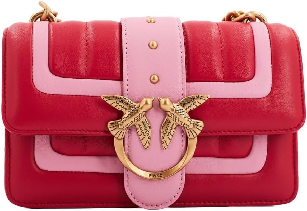 Pinko Ladies Love One Mini Cl Enkelsida Får Nappa Line Quiltväska Damväskor Naty Shop Rn4Q_röd/rosa- antikguld