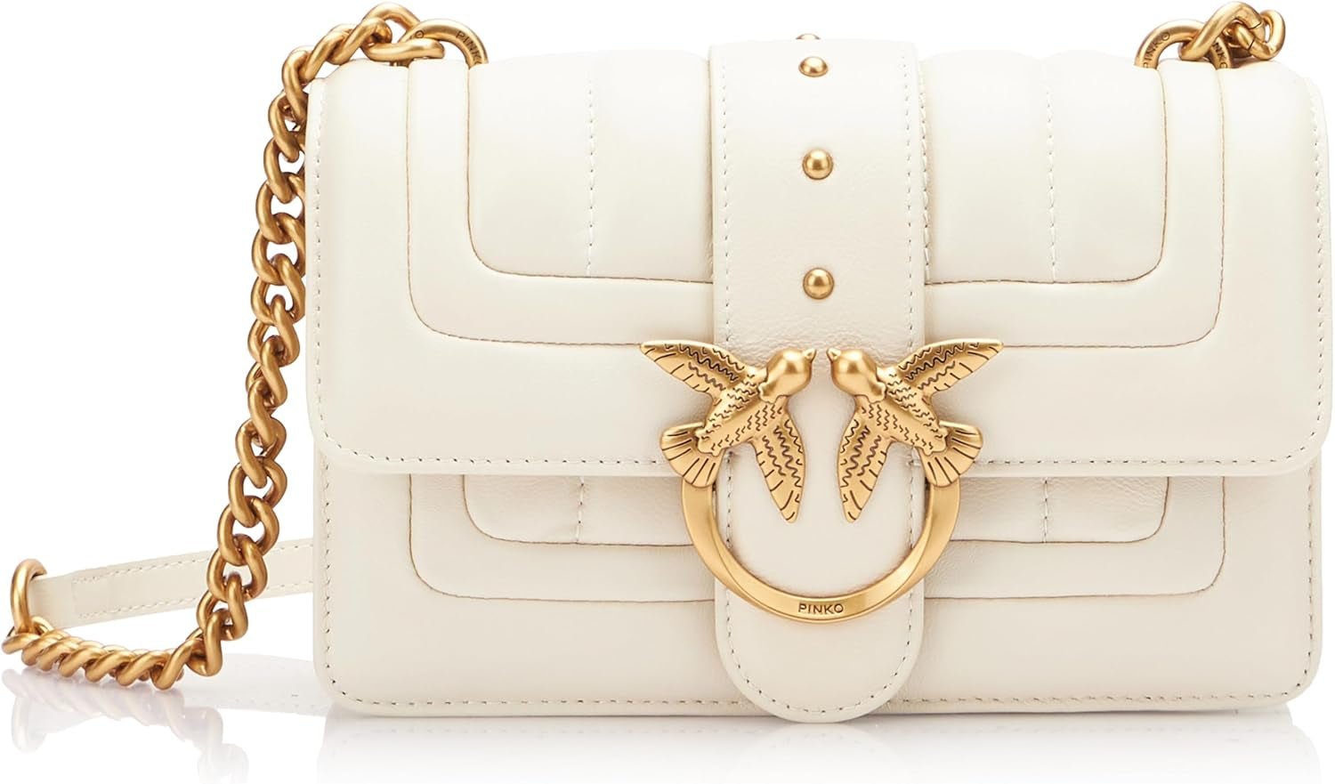 Pinko Ladies Love One Mini Cl Enkelsida Får Nappa Line Quiltväska Damväskor Naty Shop Z14Q_Silk antikguld