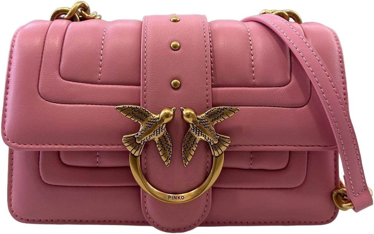 Pinko Ladies Love One Mini Cl Enkelsida Får Nappa Line Quiltväska Damväskor Naty Shop P31Q_Marine antikguld