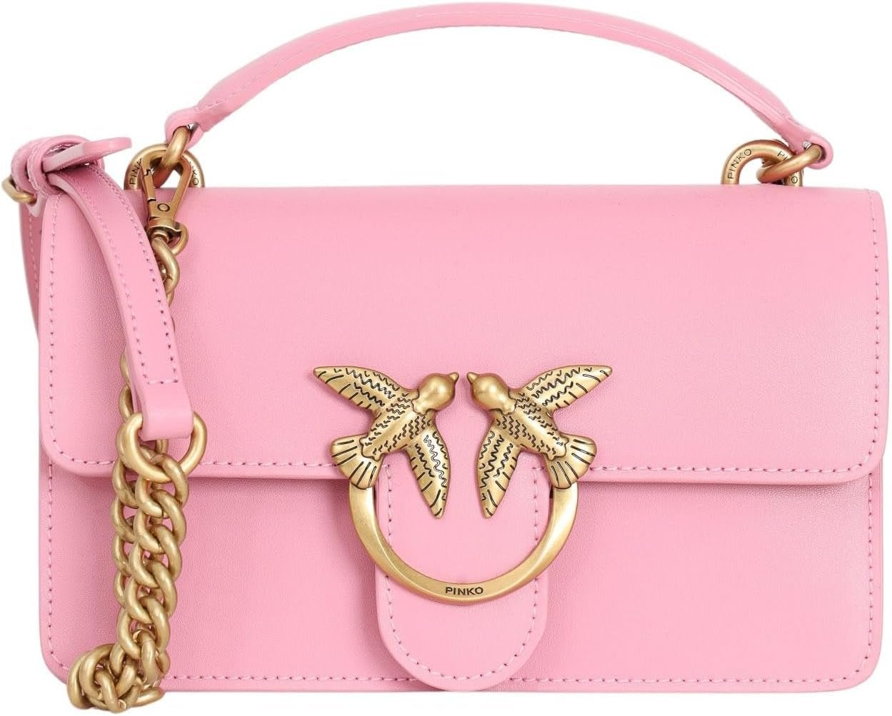 Pinko Ladies Love One Mini Lättvikts Silk Bag Dam Väskor Naty Shop P31Q_Pink-Marino-Antik Guld