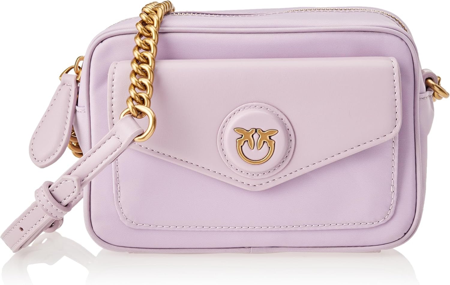 Pinko Nyllo Gate Camera CASE Återvunnen NYLO Damväskor Naty Shop Y48Q_Tulip violett- antikt guld
