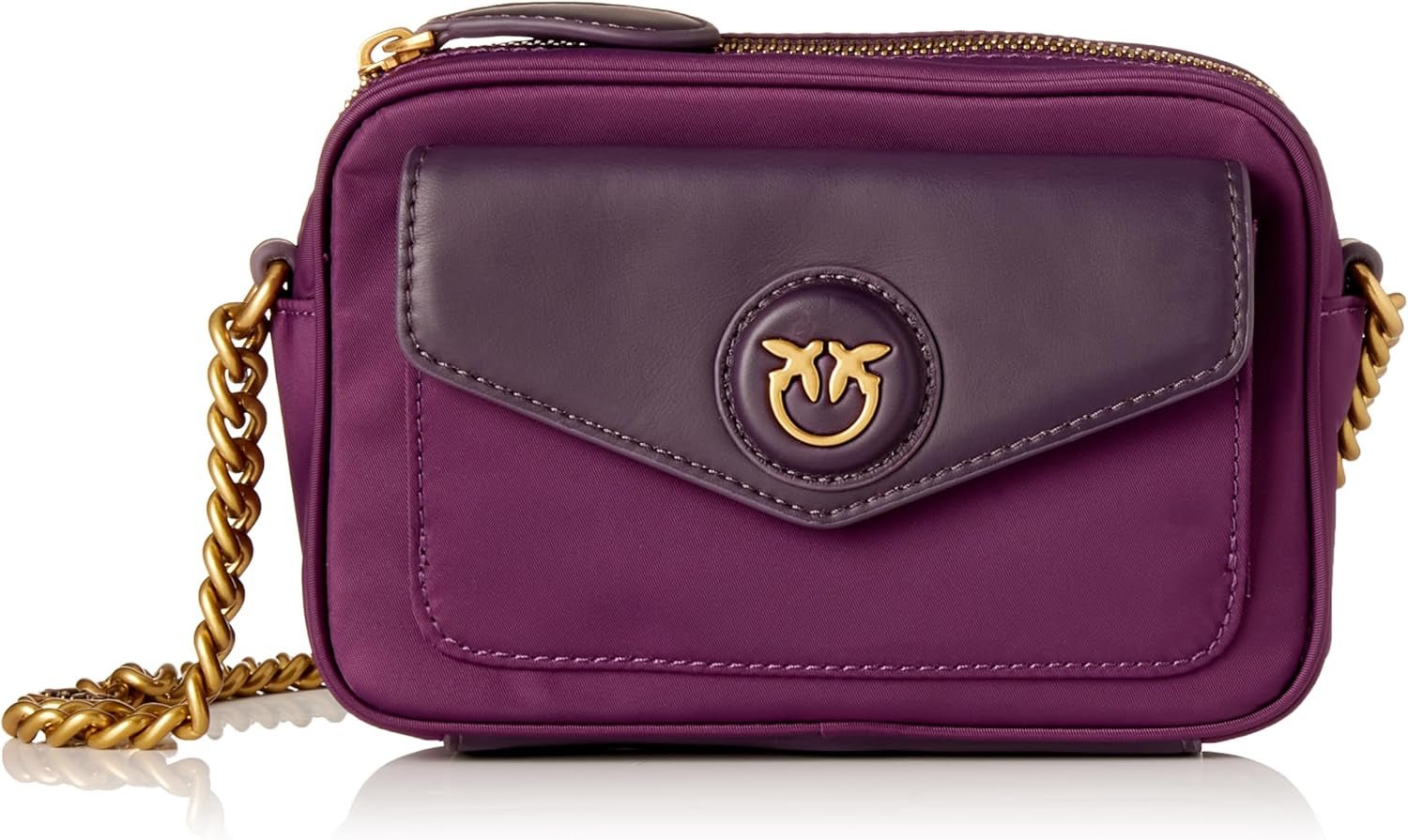 Pinko Nyllo Gate Camera CASE Återvunnen NYLO Damväskor Naty Shop W84Q_Violet Uva-Antik Guld
