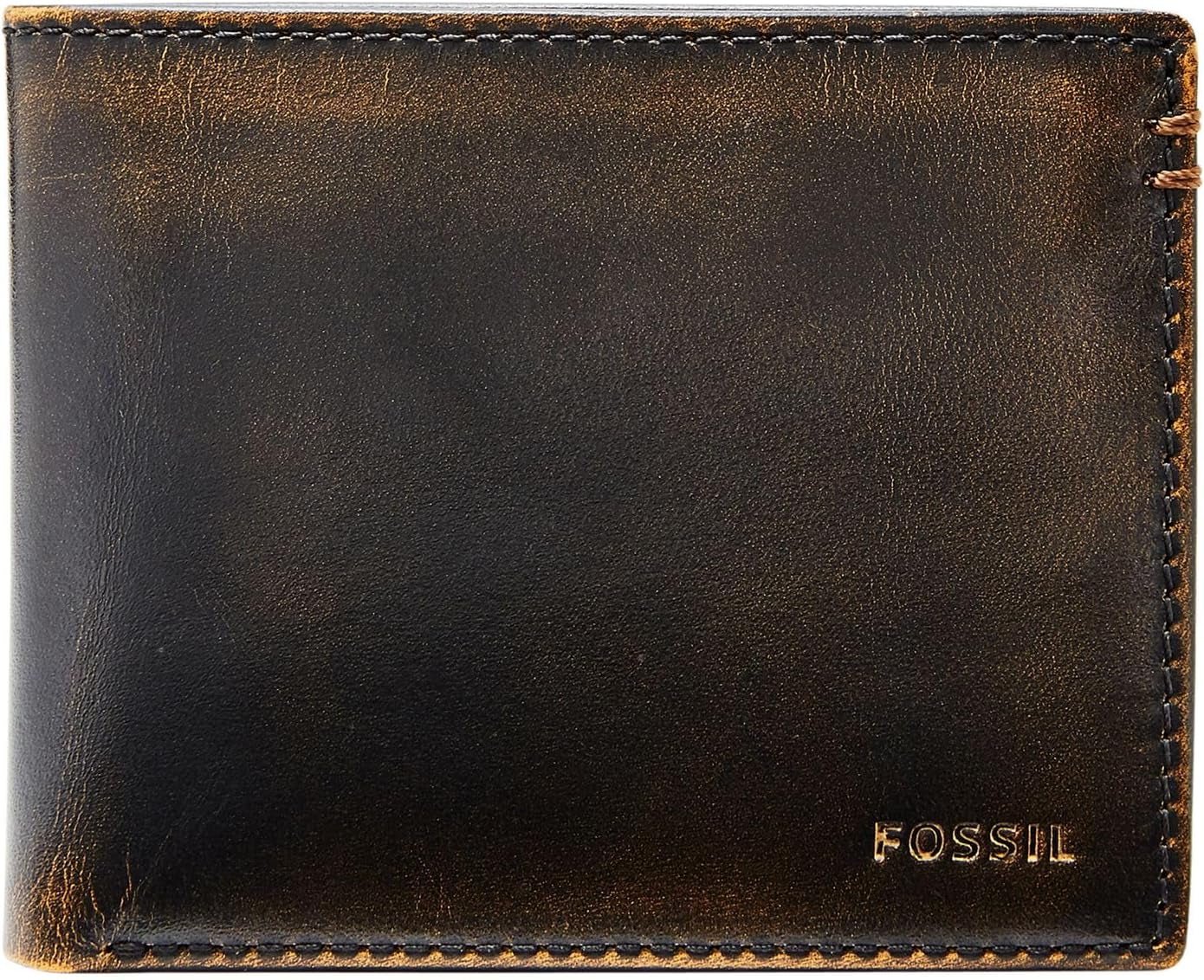 Fossil Wade Läder Bifold-plånbok för män 11,43 cm L x 1,905 cm B x 8,89 cm H Naty Shop Herrplånbok Svart