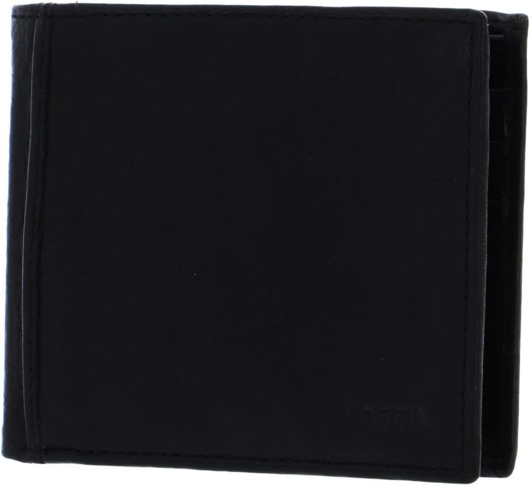 Fossil Ingram Läder Bifold-plånbok för män 11,43 cm L x 1,905 cm B x 8,89 cm H Herrplånbok Naty Shop Svart