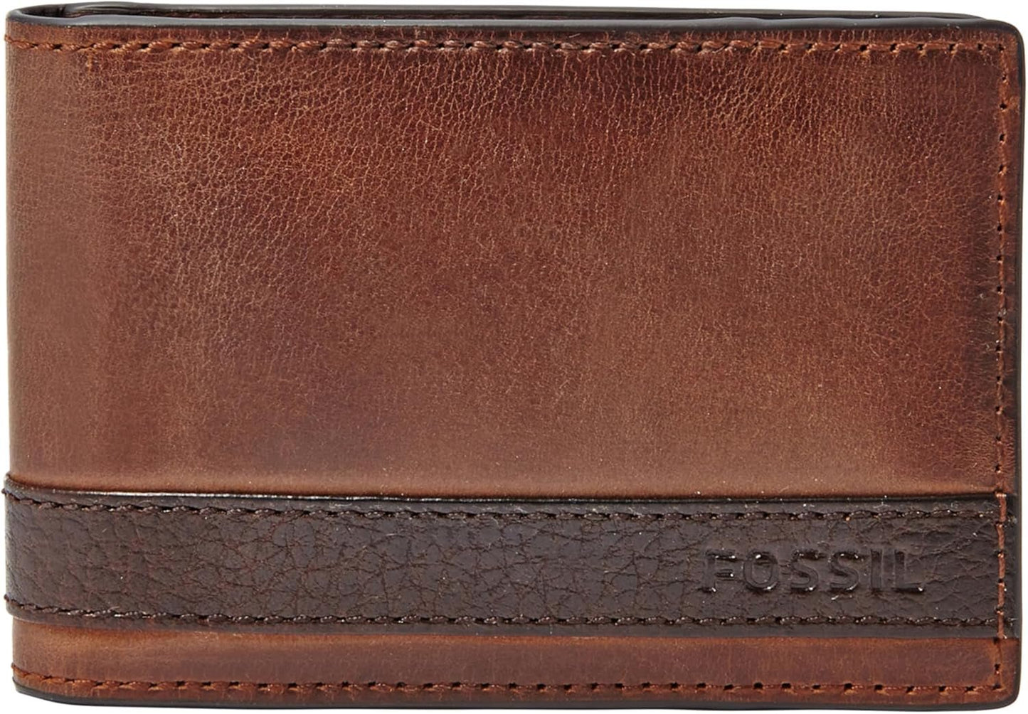 Fossil Quinn Läder Bifold-plånbok för män 10 cm L x 1,5 cm B x 7 cm H Herrplånbok Naty Shop Brun