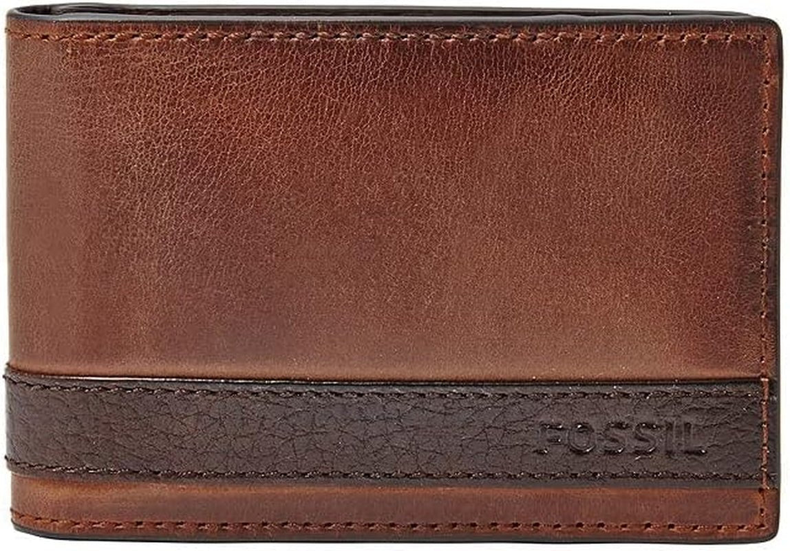 Fossil Quinn Läder Bifold-plånbok för män 10 cm L x 1,5 cm B x 7 cm H Herrplånbok Naty Shop