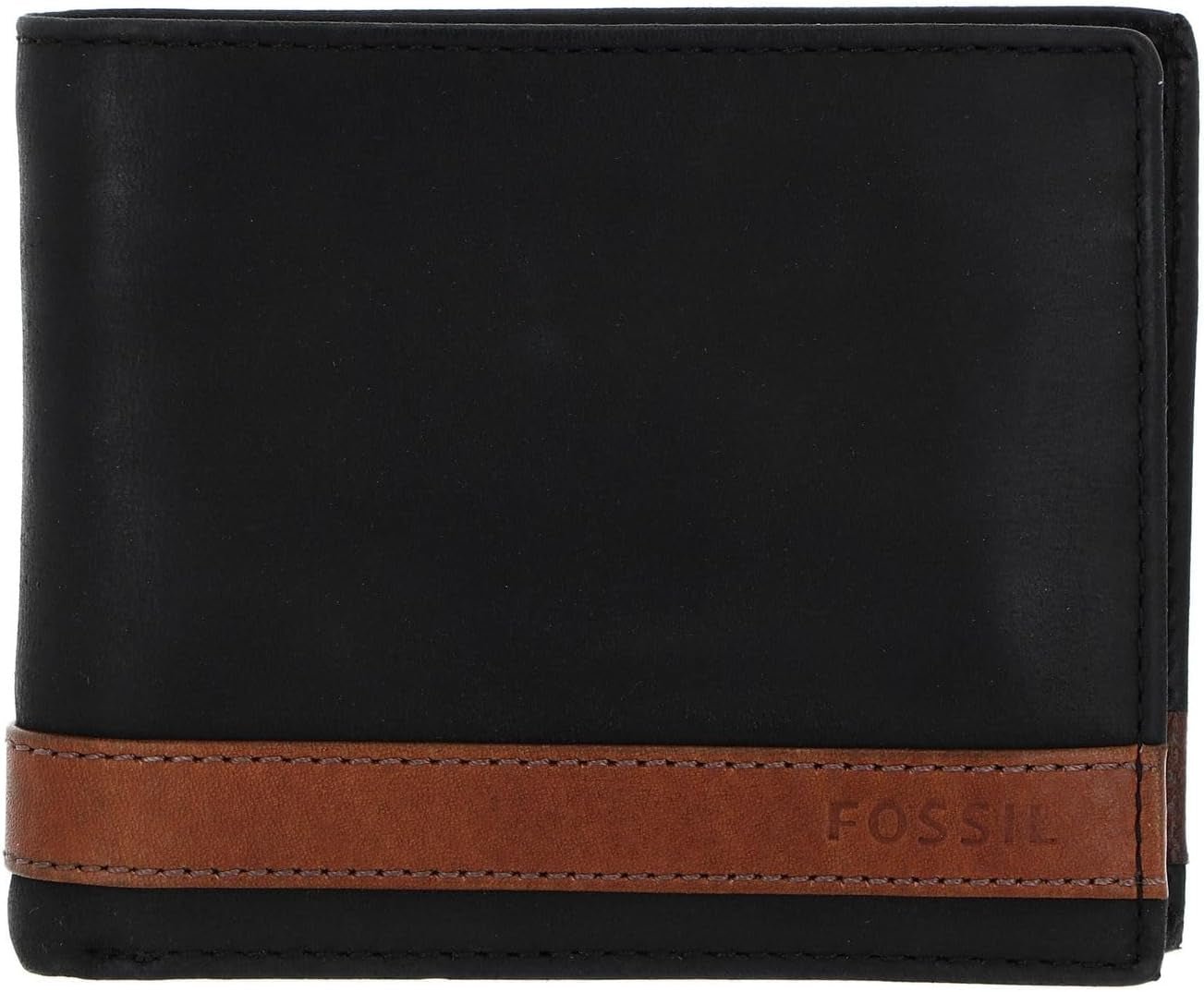 Fossil Quinn Läder Bifold-plånbok för män 11,43 cm L x 2,54 cm B x 9,525 cm H Herrplånbok Naty Shop Svart