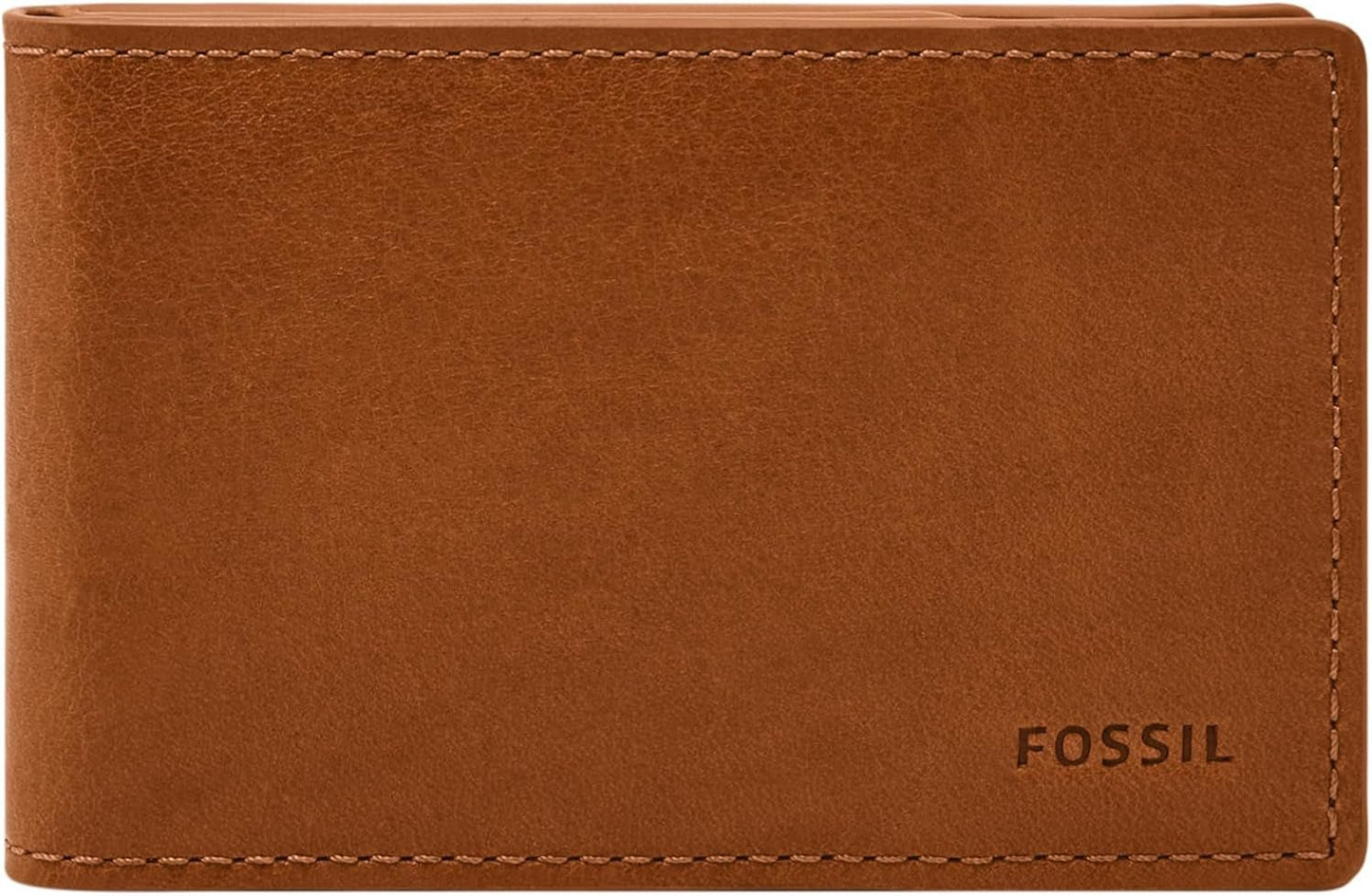 Fossil Andrew Läder Bifold-plånbok för män 11,5 cm L x 1,9 cm B x 7,7 cm H Herrplånbok Naty Shop Sadel