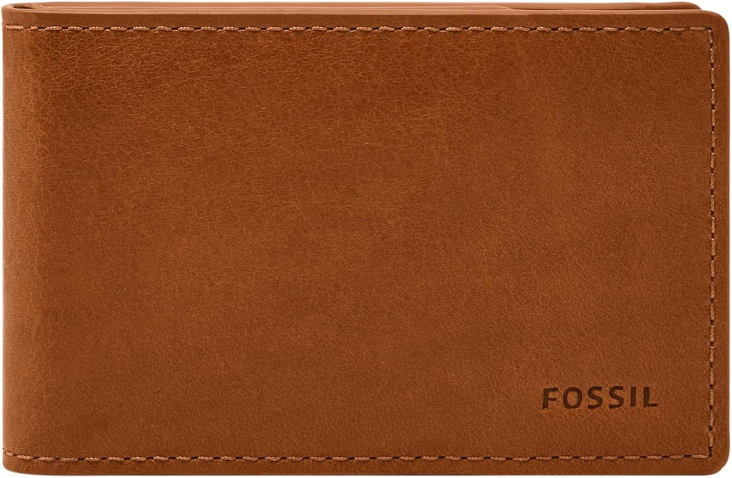 Fossil Andrew Läder Bifold-plånbok för män 11,5 cm L x 1,9 cm B x 7,7 cm H Herrplånbok Naty Shop Sadel