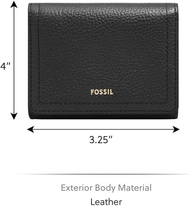 Fossil Logan Tri-Fold Plånbok för kvinnor, Svart Naty Shop Damplånbok