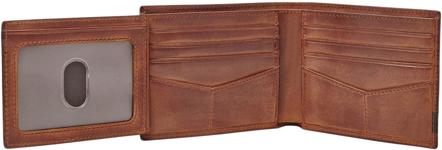 Fossil Quinn-plånbok för män - 100 % brunt dubbelsidigt läder 11,5 cm L x 2 cm B x 9 cm H ML3644200 Plånbok för män Naty Shop
