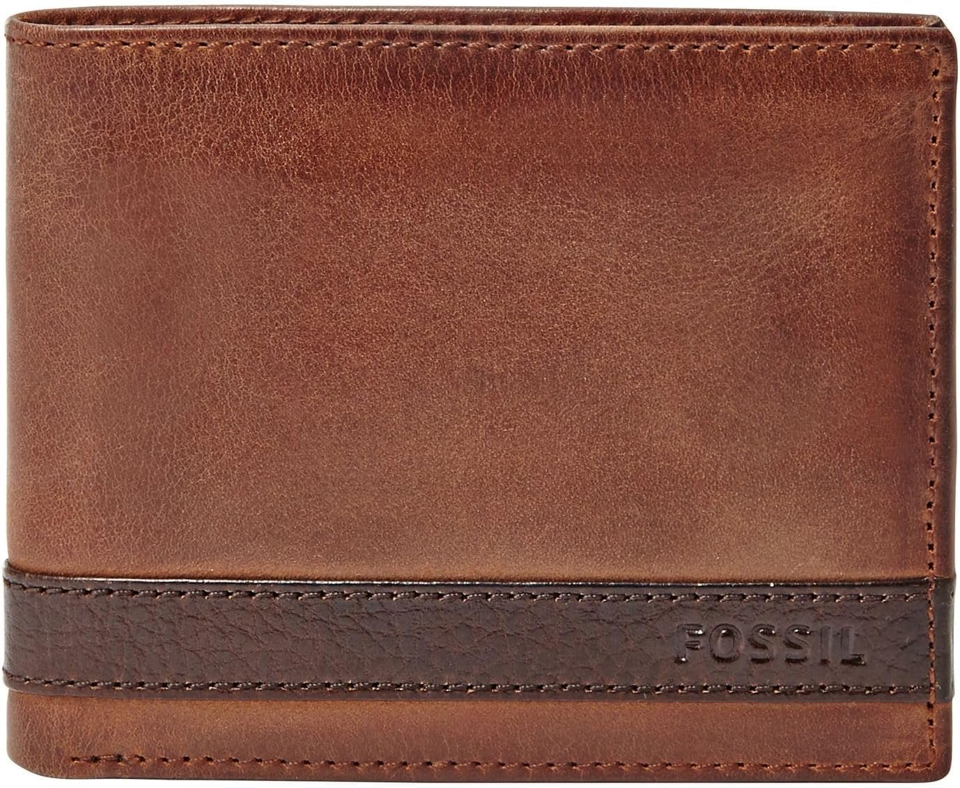 Fossil Quinn-plånbok för män - 100 % brunt dubbelsidigt läder 11,5 cm L x 2 cm B x 9 cm H ML3644200 Herrplånbok Naty Shop Brown