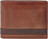 Fossil Quinn-plånbok för män - 100 % brunt dubbelsidigt läder 11,5 cm L x 2 cm B x 9 cm H ML3644200 Herrplånbok Naty Shop Brown