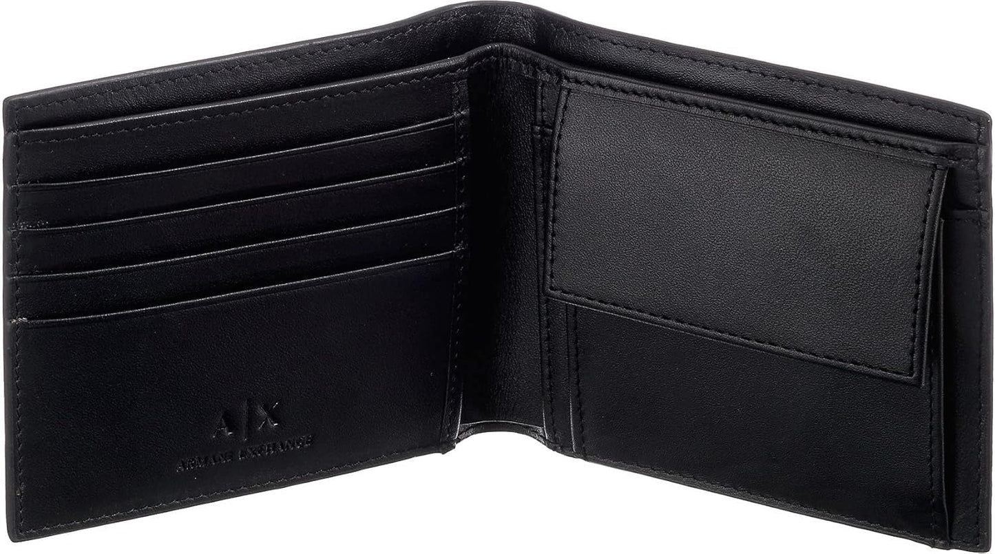 Armani Exchange Essential plånbok för män Enkel logotyptryck Svart plånbok för män Naty Shop