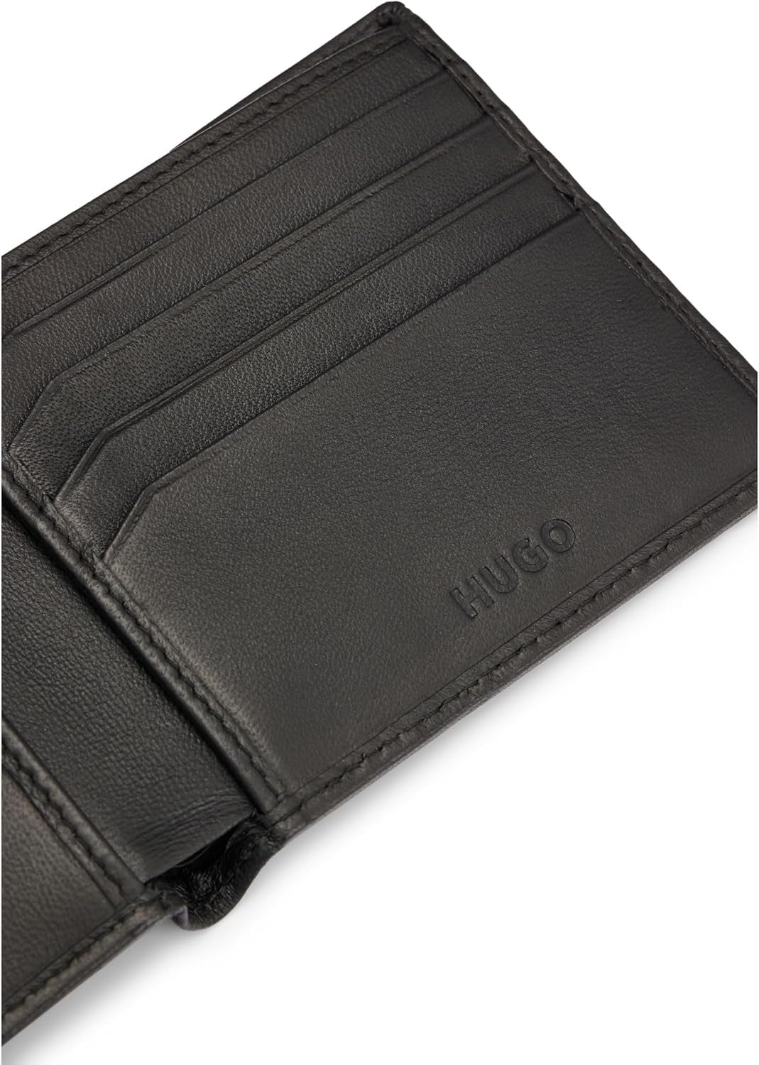 HUGO Tibby 8cc plånbok för män i nappaläder med svart logotyp Stck plånbok för män Naty Shop