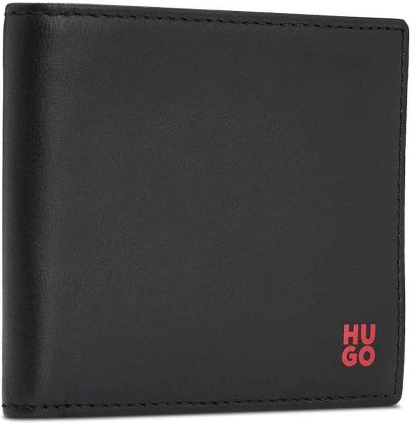 HUGO Tibby 8cc plånbok för män i nappaläder med svart logotyp Stck plånbok för män Naty Shop