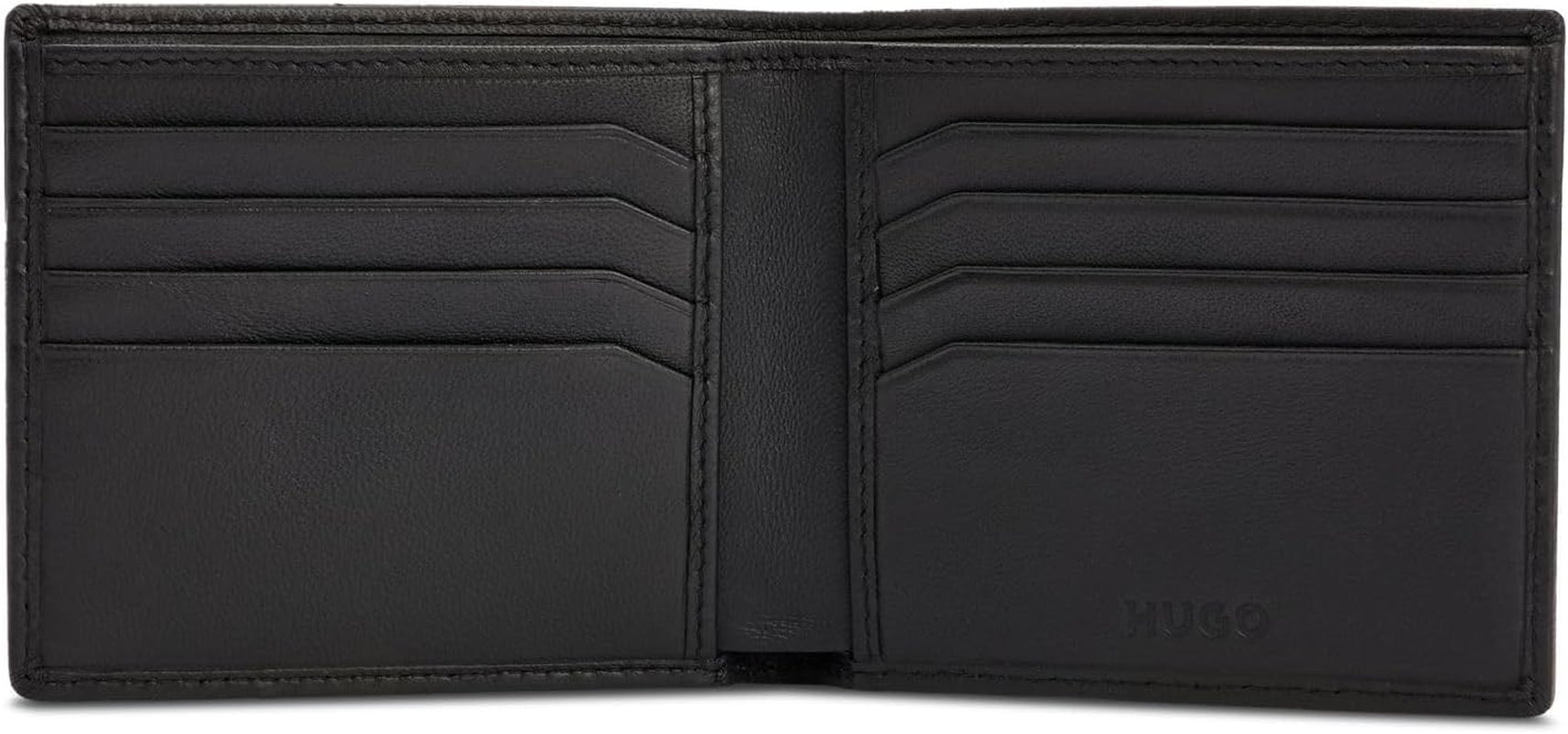 HUGO Tibby 8cc plånbok för män i nappaläder med svart logotyp Stck plånbok för män Naty Shop