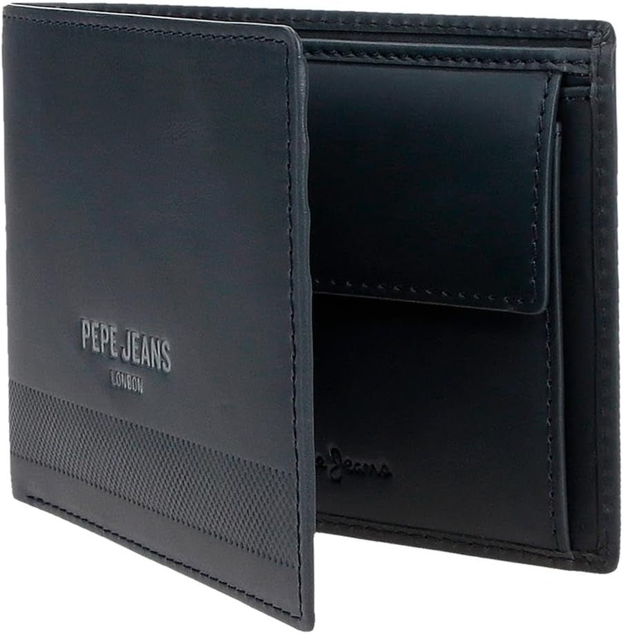 Pepe Jeans Herrplånbok Blå 11,5 x 8 x 1 cm Läder RFID-skyddad plånbok med myntficka Herrplånbok Naty Shop