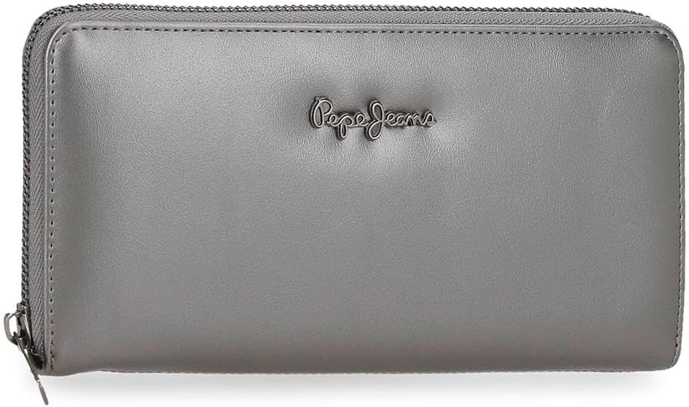 Pepe Jeans Ruby plånbok, plånbok, plånbok, gjord av polyester med konstläderdetaljer. Fack, dragkedjor. Från Joumma Väskor Damplånbok Naty Shop Antracit Rubinplånbok