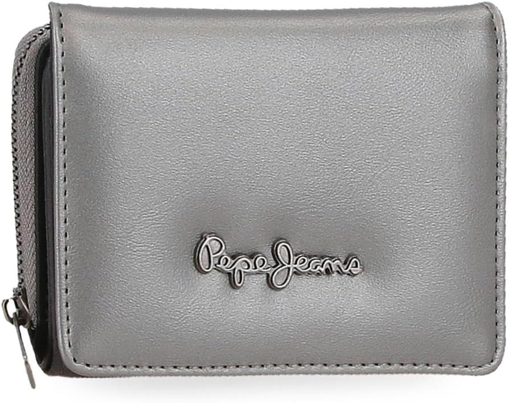 Pepe Jeans Ruby plånbok, plånbok, plånbok, gjord av polyester med konstläderdetaljer. Fack, dragkedjor. Från Joumma Väskor Damplånbok Naty Shop Antracitplånbok