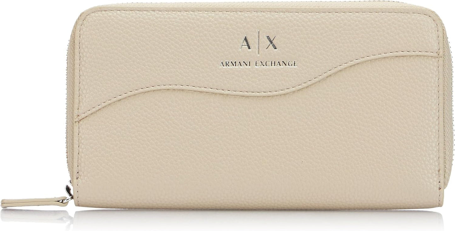 Armani Exchange Women's Essential Wave Pisco Silvertryckt logotyp Tri-Fold Wallet Naty Shop Damplånbok Standardtitel