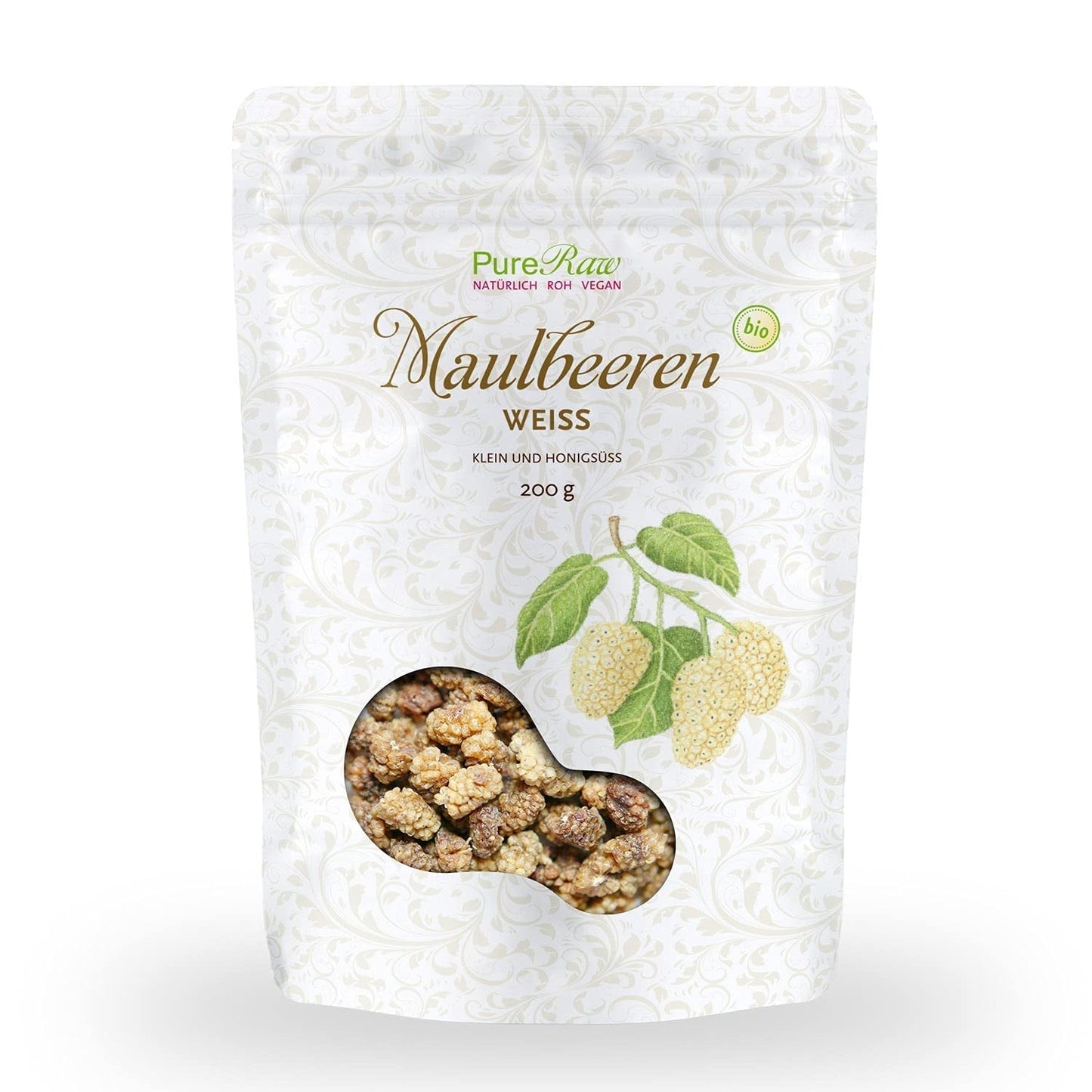 Premium Organic torkade (Raw Vegan) vita mullbär Morus Alba Mulberry Fruit - Torkade frukter utan tillsatt socker från Turkiet - Ekologiska råa vita mullbär torkade frukter | PureRaw 200g Dehydrerade produkter Naty Shop 200G (1 pack) Björnbär