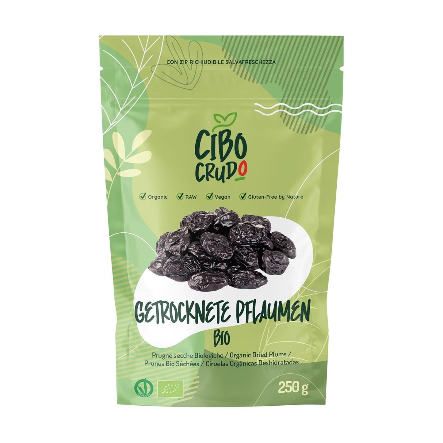 Torkade och kärnfria ekologiska plommon - 500g. Rå osavlade plommon, utan tillsatt socker eller tillsatser. Ekologiska katrinplommon som aromatiska torkade frukter. Plommon utan gropar. Naty Shop torkade produkter 250 G (1 paket)