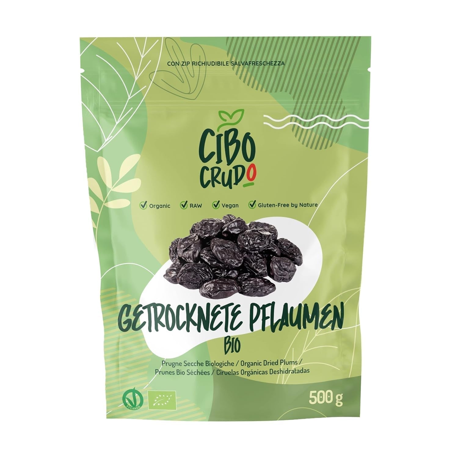 Torkade och kärnfria ekologiska plommon - 500g. Rå osavlade plommon, utan tillsatt socker eller tillsatser. Ekologiska katrinplommon som aromatiska torkade frukter. Plommon utan gropar. Naty Shop torkade produkter 500 G (1 paket)