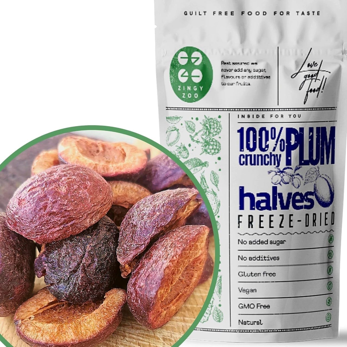 Frystorkade plommon Frystorkade plommon 100% naturliga | Inget tillsatt socker Hälsosamt frystorkat godis | Frystorkade plommon Frystorkade frukter Frystorkade frukter ZingyZoo Dehydrerade produkter Min butik Standardtitel