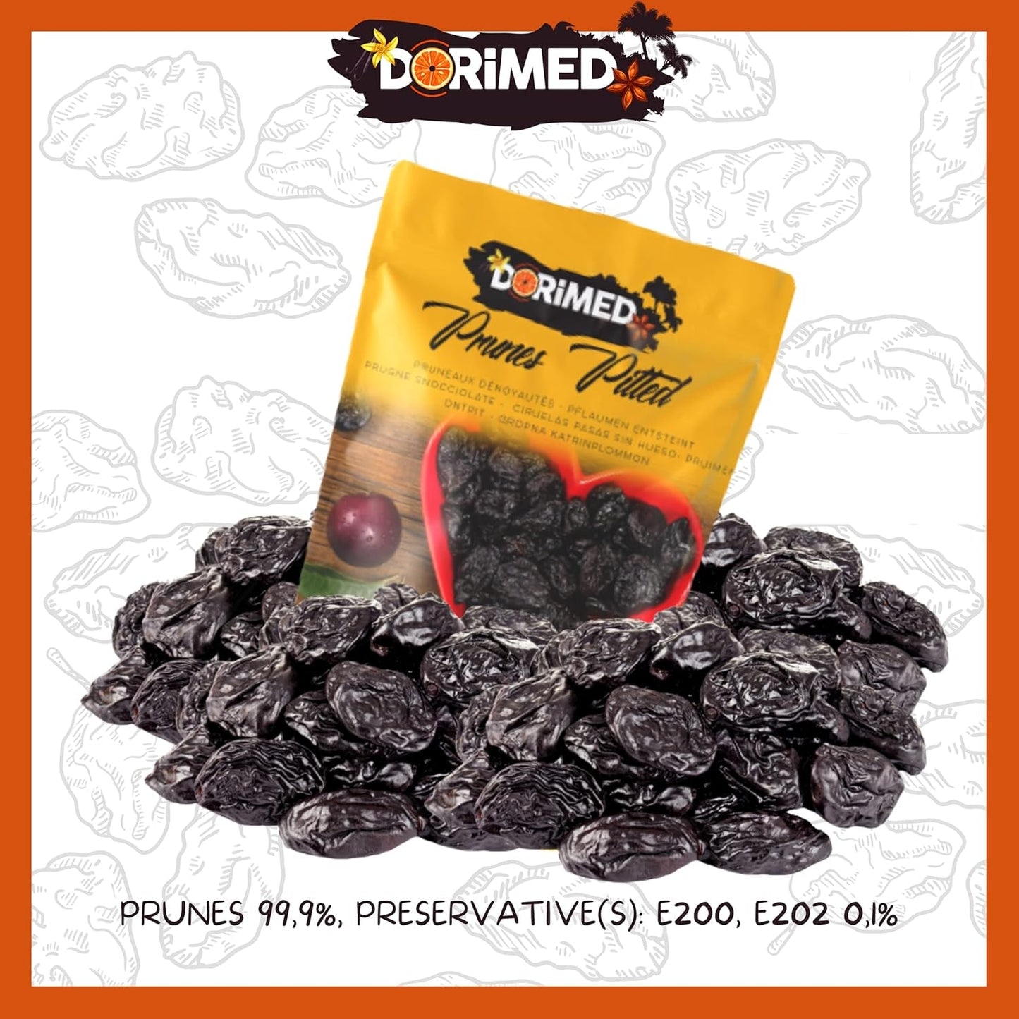 Katrinplommon 1 kg | Stenfria plommon från Agen | Mör, mjuk, smakrik och saftig | Hel, stor, osötad torkad frukt | Rik på fibrer och naturliga antioxidanter Naty Shop torkade produkter