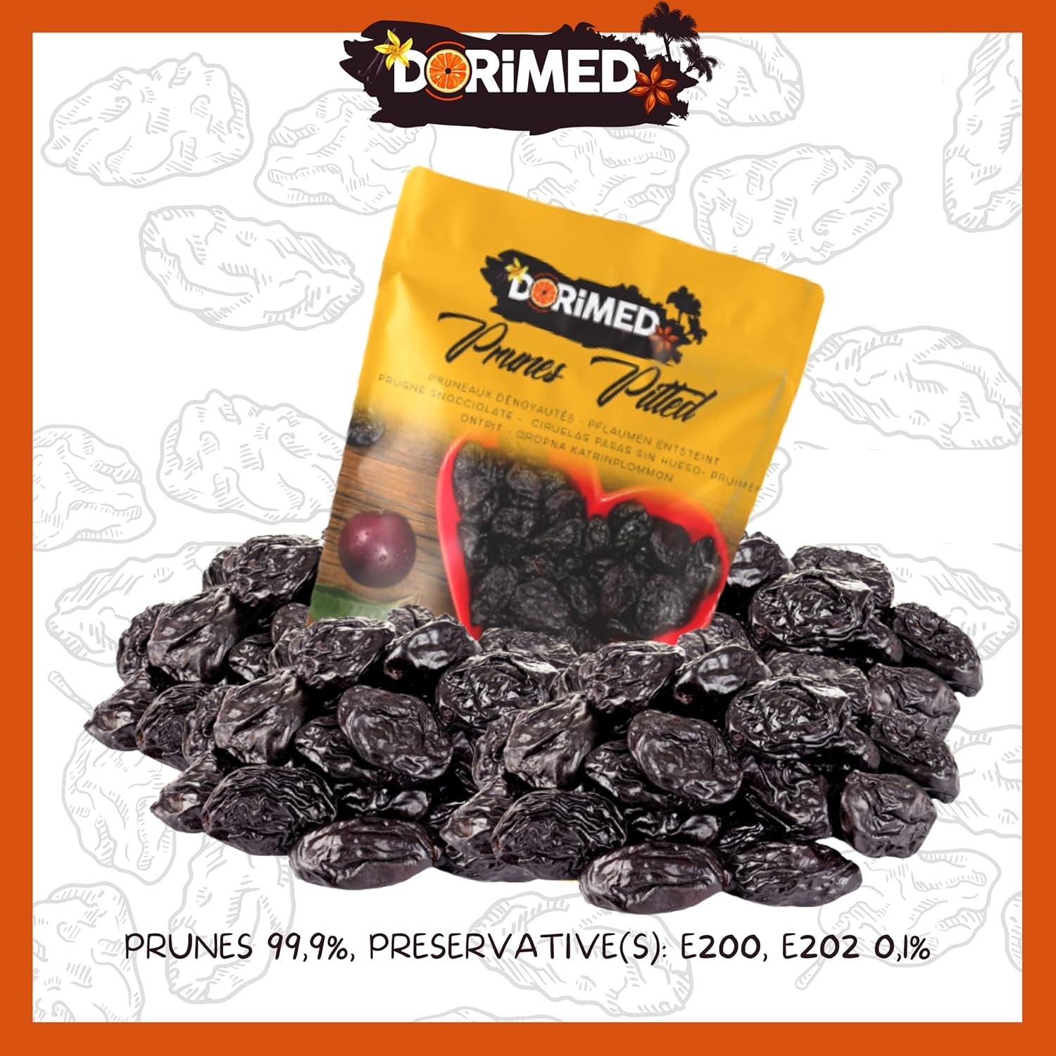 Katrinplommon 1 kg | Stenfria plommon från Agen | Mör, mjuk, smakrik och saftig | Hel, stor, osötad torkad frukt | Rik på fibrer och naturliga antioxidanter Naty Shop torkade produkter